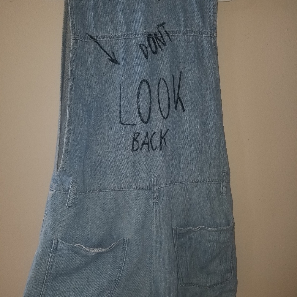 Zara one piece jean overall shorts.
